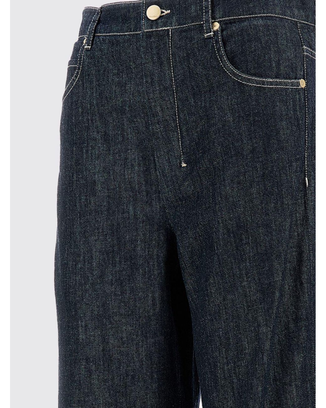 Jeans De Mezclilla De Pierna Ancha Max Mara de color Black