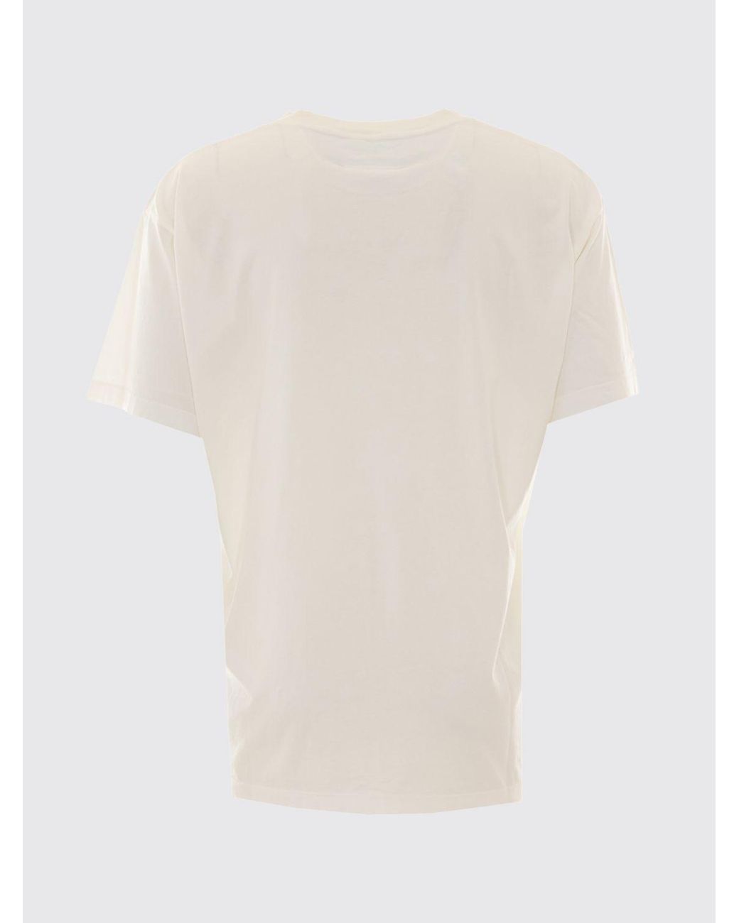 MM6 by Maison Margiela White Cotton T-Shirt With Slogan Print And Dropped Shoulders for men
