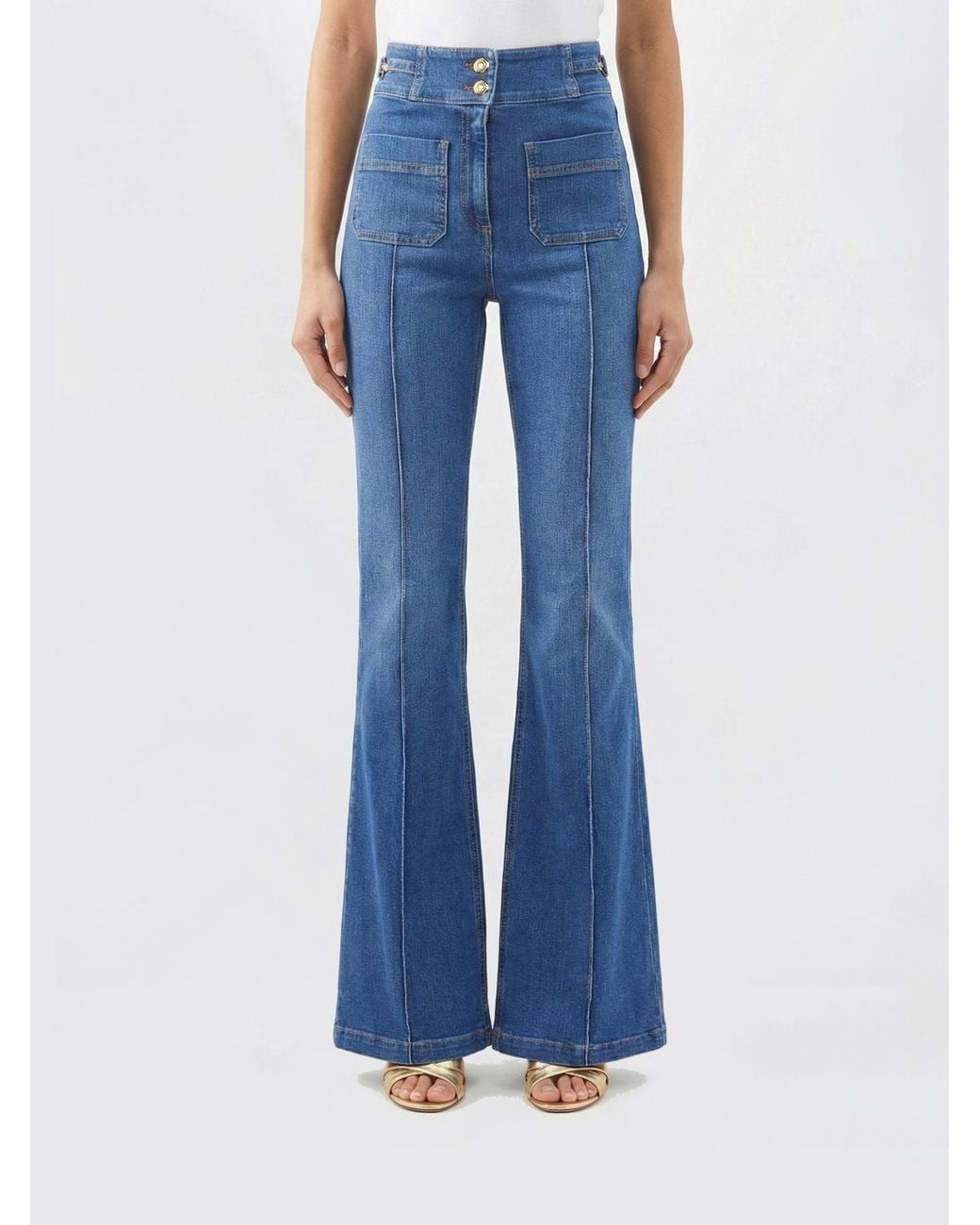 Elisabetta Franchi Blue Flared Denim Jeans