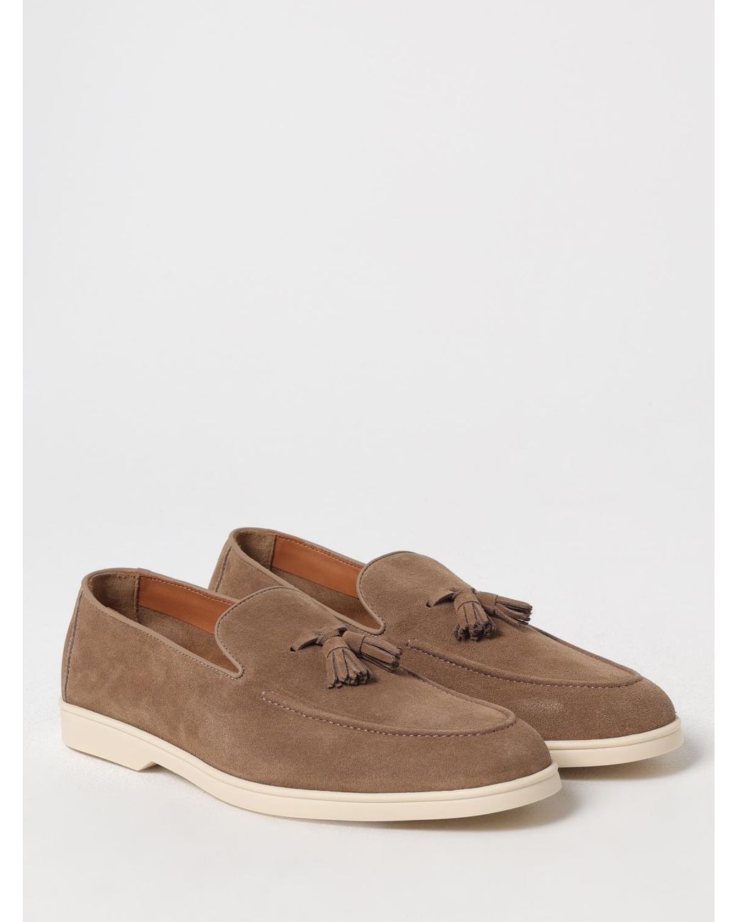 Doucal's Brown Suede Loafers With Tassels for men