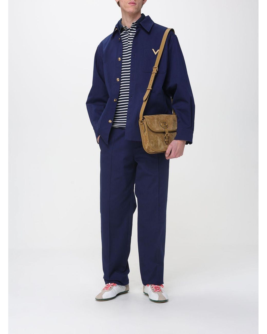 Valentino Blue Gabardine Drawstring Trousers for men