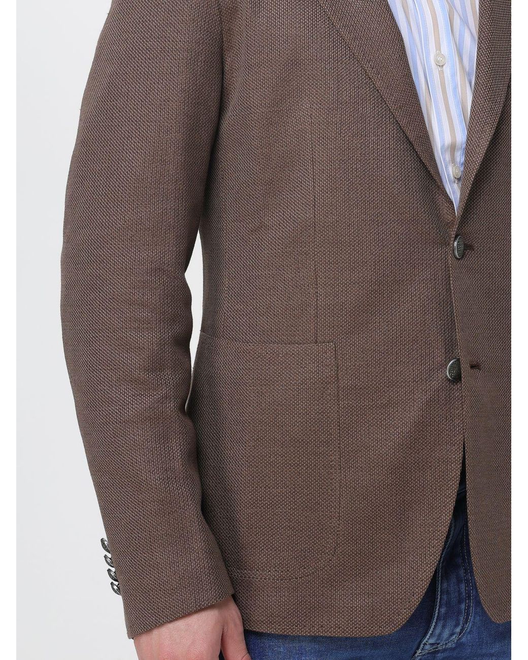 Tagliatore Brown Single-Breasted Cotton Blend Blazer for men