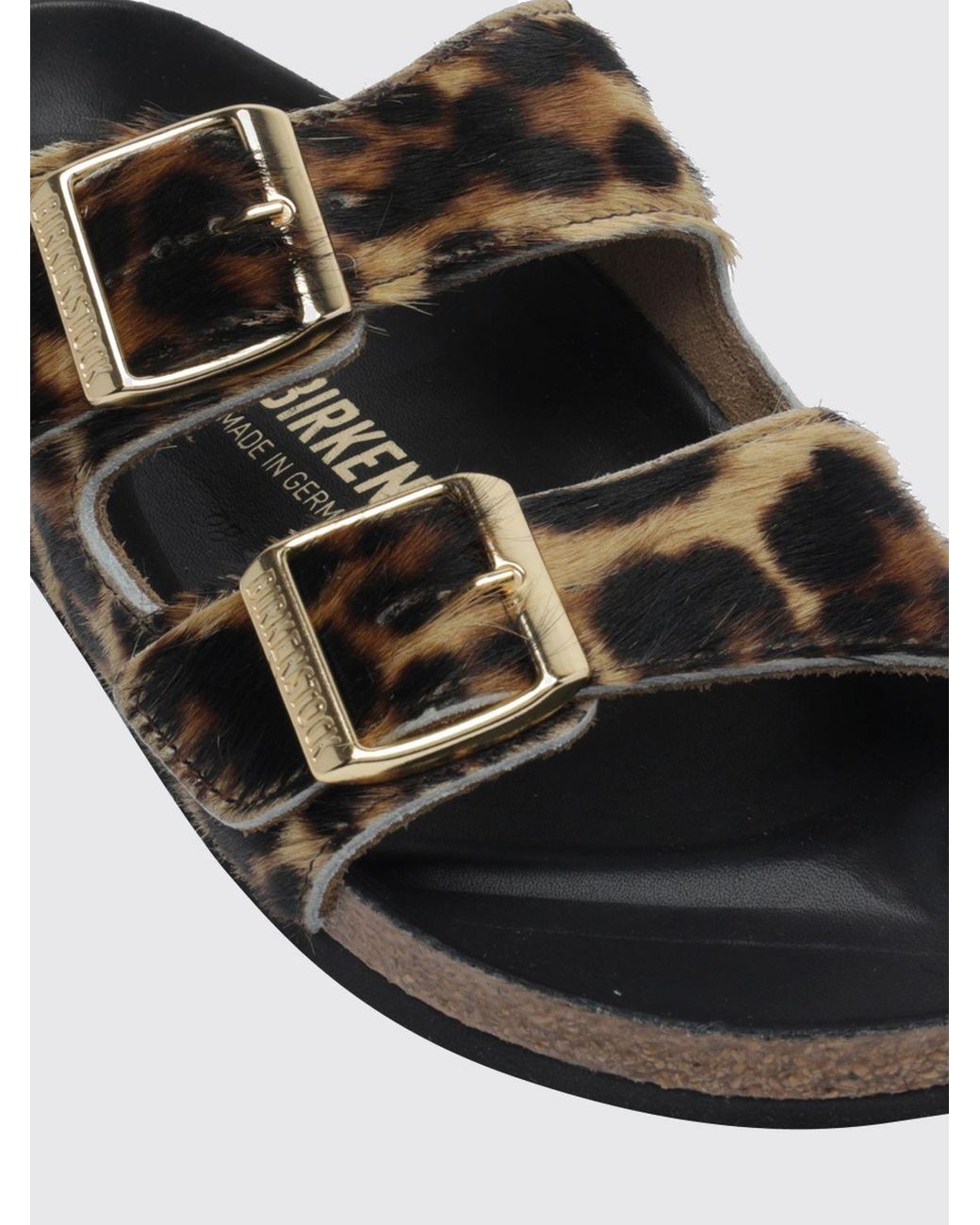 Birkenstock White Arizona Animal Print Pony Hair Flat Sandals