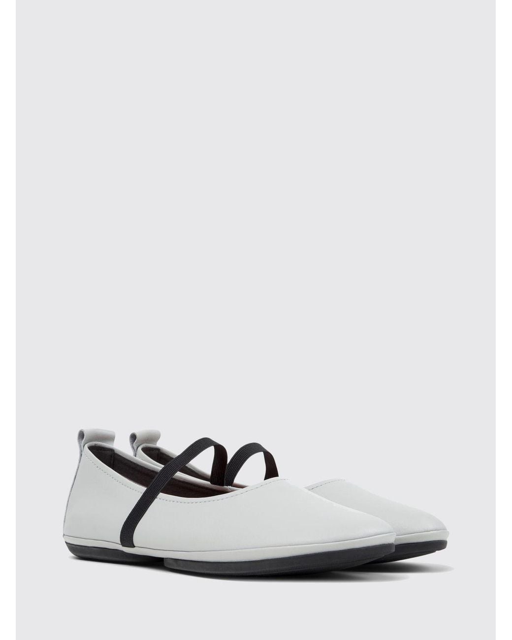 Camper White Right Nina Calfskin Mary Janes With Elasticated Inserts And Round Toe