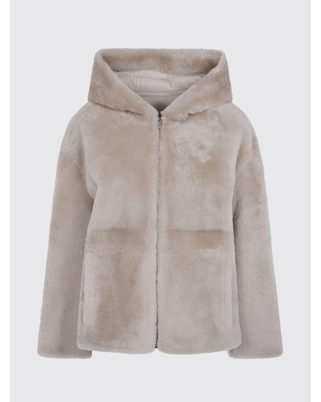 Yves Salomon Gray Cropped Lambskin Jacket With Hood And Zip