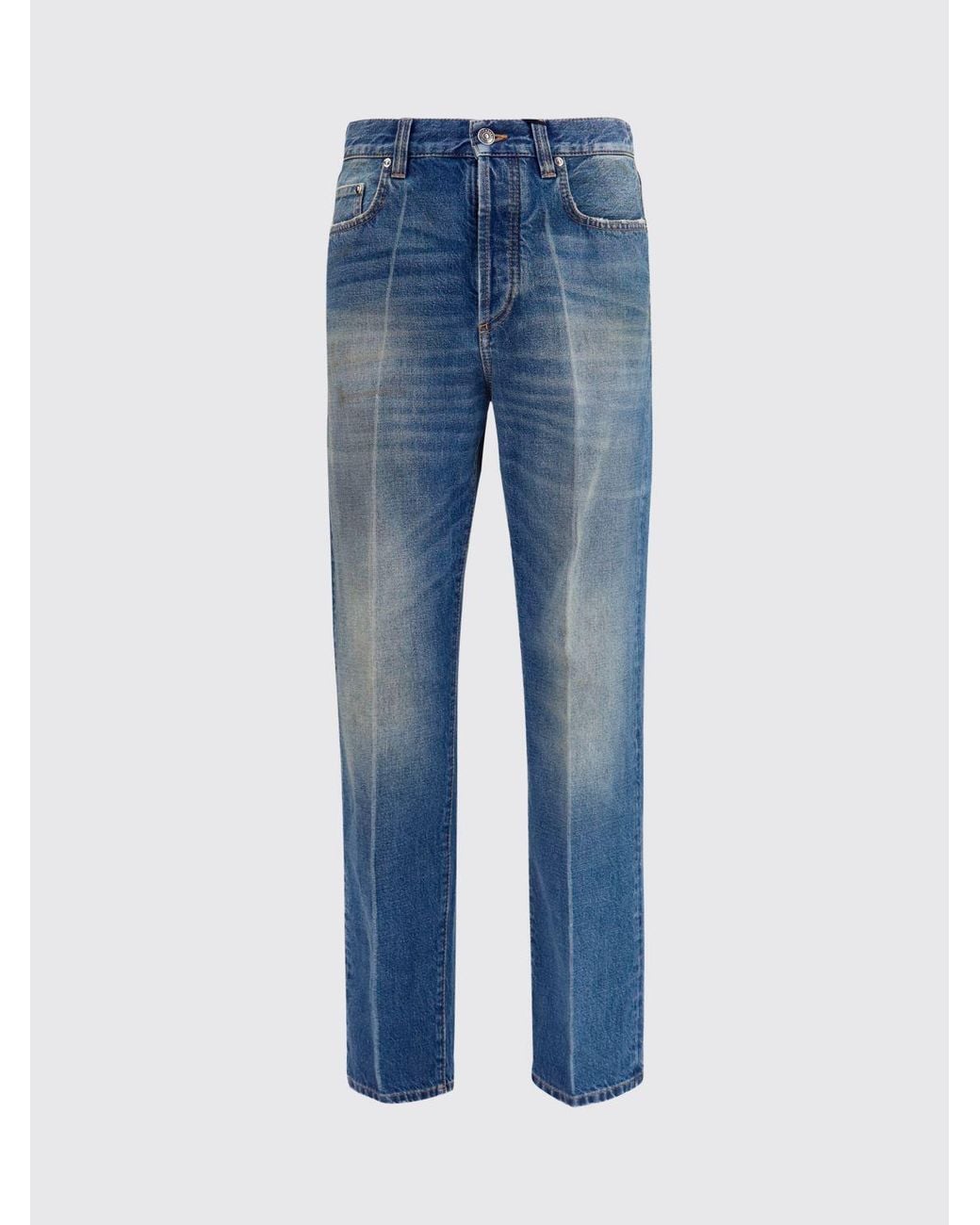 Versace Blue Mid-Rise Straight Fit Cotton Denim Jeans With Medusa Logo for men