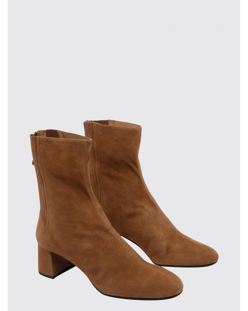 Aquazzura Brown Saint Honorè Suede Ankle Boots With A Mid Heel