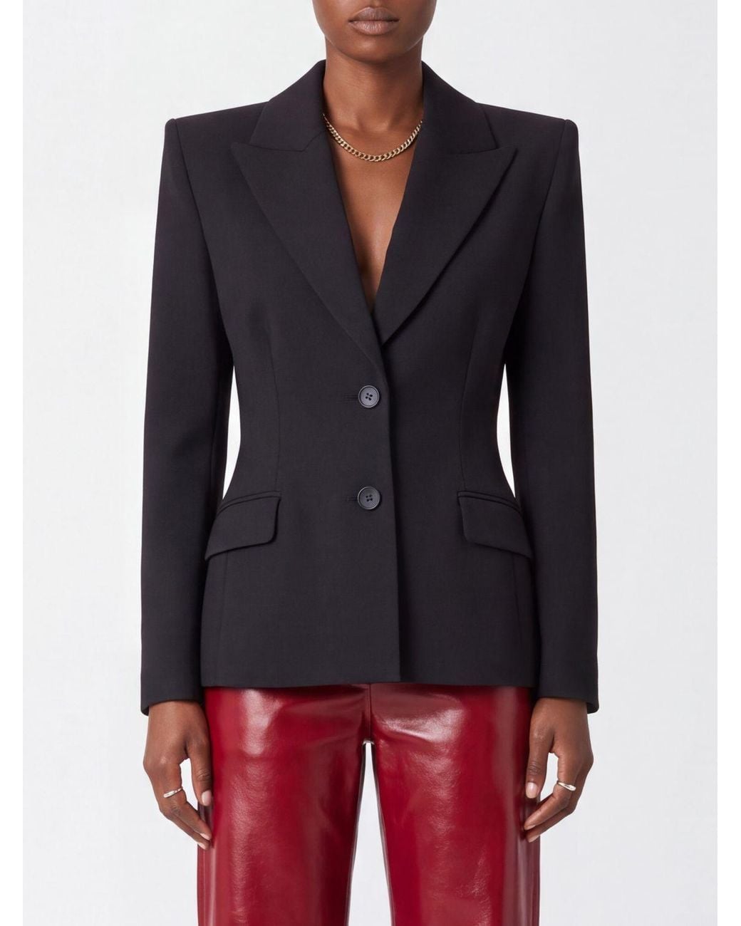 Nissa Blue Slim Fit Single-Breasted Blazer With Peak Lapels