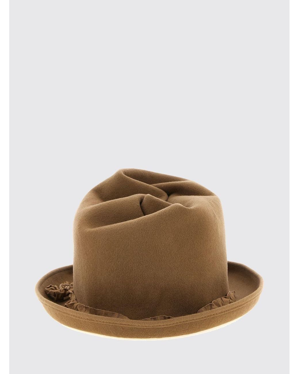 Yohji Yamamoto Brown Asymmetrical Crushed-Effect Hat for men