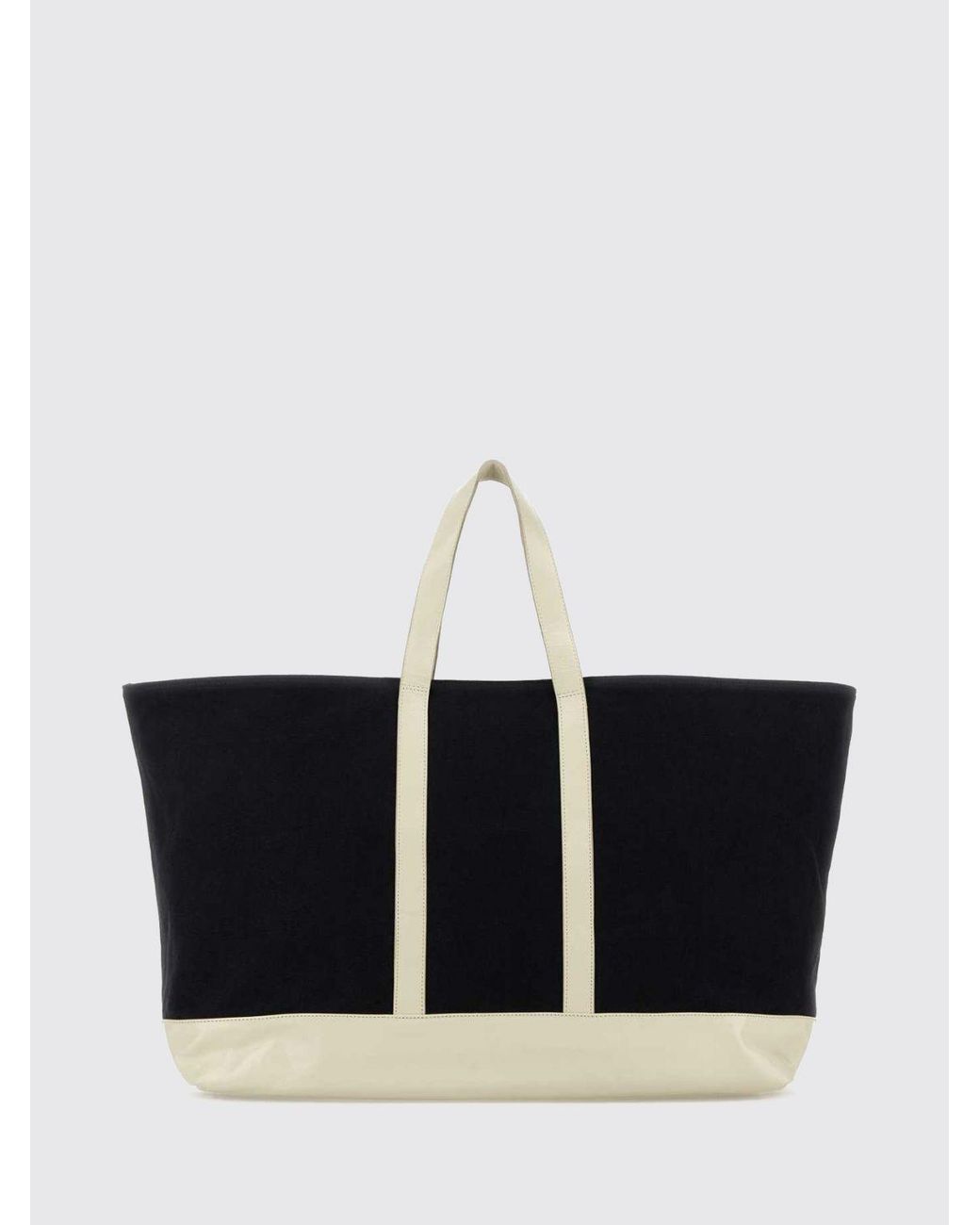 GIMAGUAS White Maxi Cotton Tote Bag With Bicolor Abstract Print And Double Handle