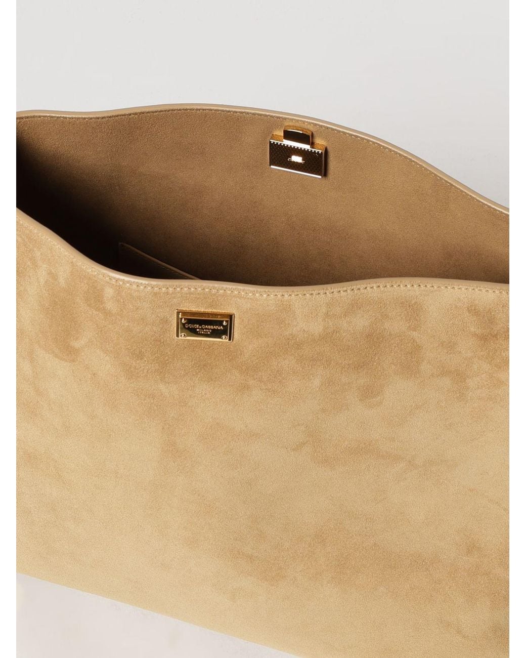 Dolce & Gabbana Natural Dolce &Amp Gabbana Vittoria Suede Calfskin Shoulder Bag
