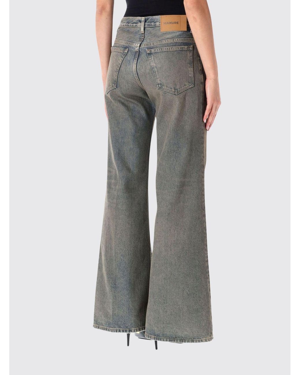 Haikure Gray Clara Mid-Rise Flare Jeans