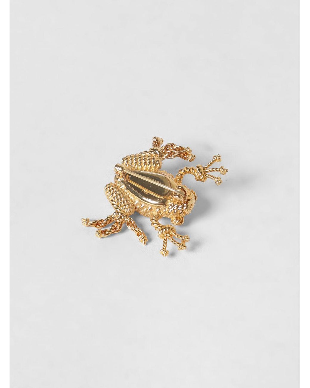 Loewe White Rana Brosche Aus Goldfarbenem Messing Mit Graviertem Logo