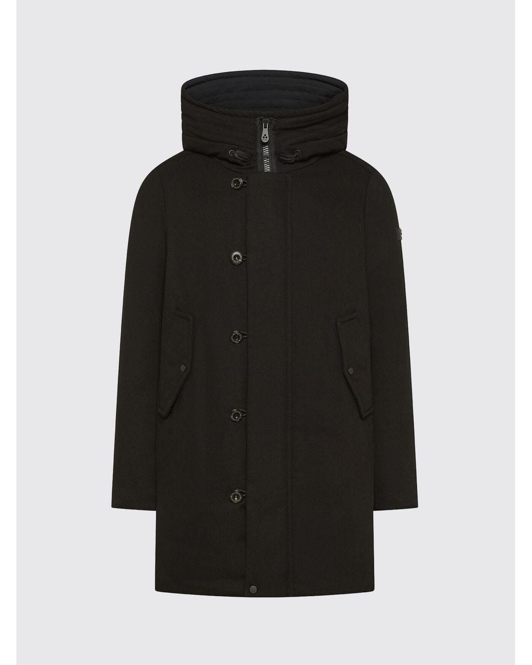 Peuterey Black Water-Repellent Kasa Ki Knee-Length Parka With Hood for men