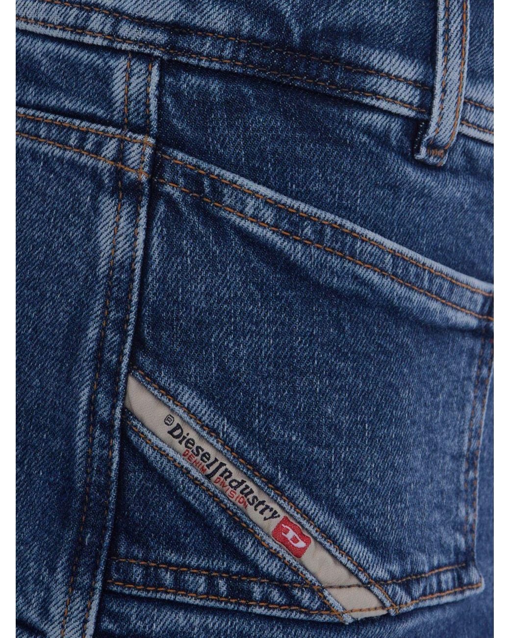 DIESEL Blue De-Coriva-S High-Waisted Cotton Mini Skirt With Patch Pockets