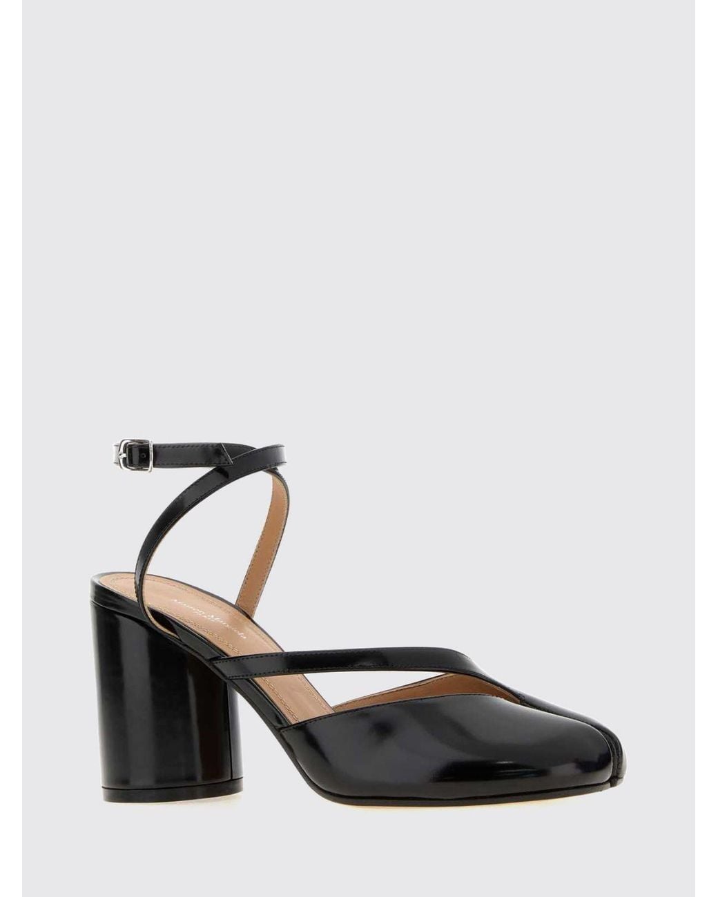 Maison Margiela Black Tabi Calfskin Court Shoes With High Cylindrical Heel