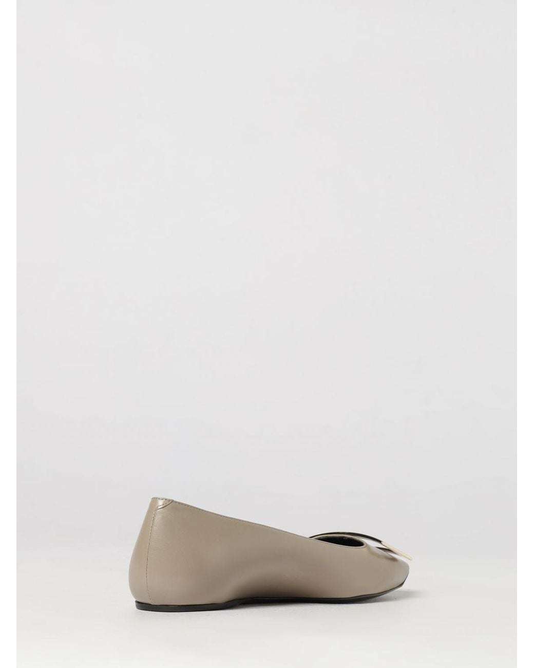 Roger Vivier White Trompette Smooth Leather Ballet Flats With Square Toe