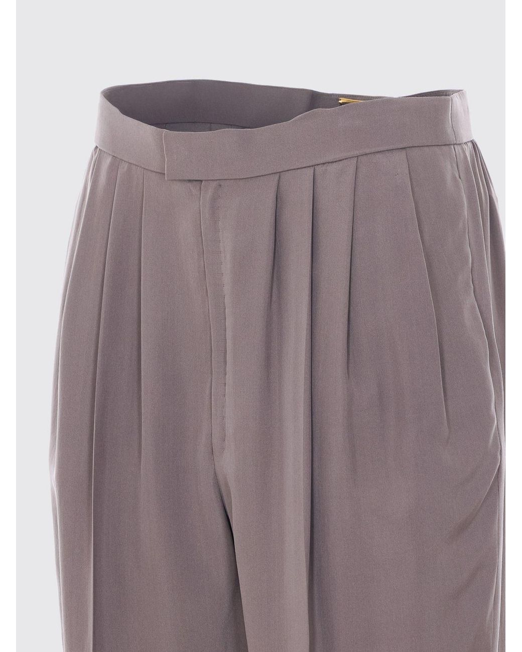 Saint Laurent Gray Silk Tailored Trousers