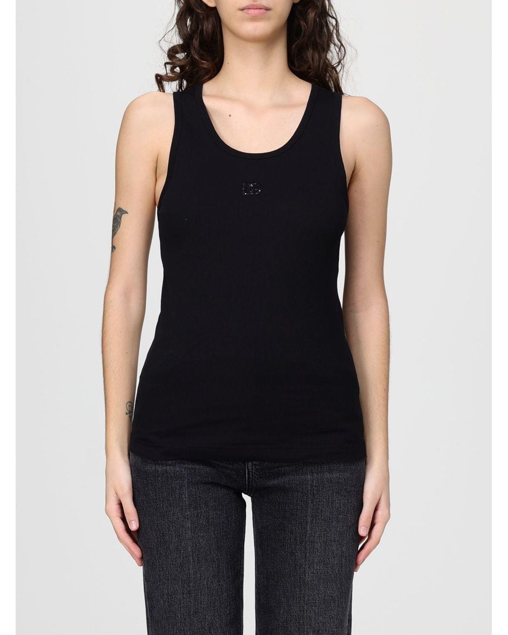 Dolce & Gabbana Black Dolce &Amp Gabbana Cotton Tank Top With Logo