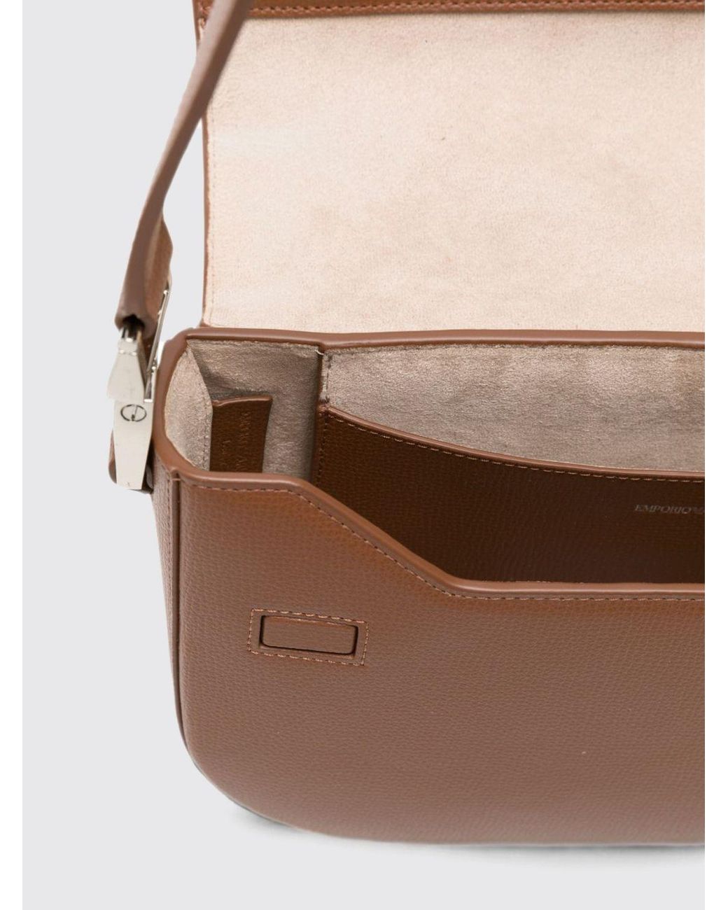 Emporio Armani White 1981 Small Bovine Leather Crossbody Bag With Flap Closure