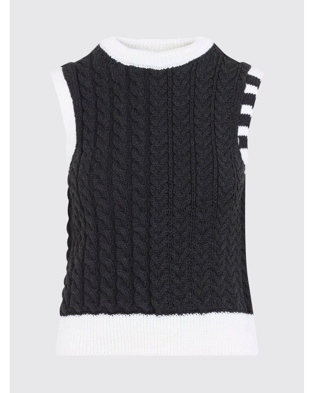 Thom Browne Blue 4-Bar Crewneck Knitted Waistcoat