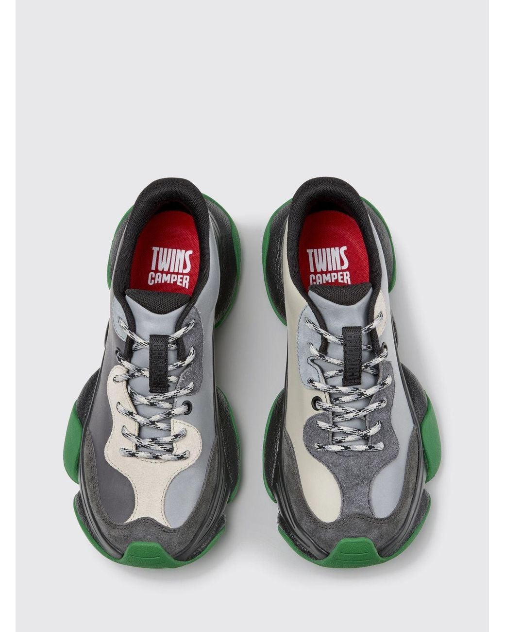 Camper Green Twins Bicolor Calfskin Sneakers With Vibram Rubber Sole