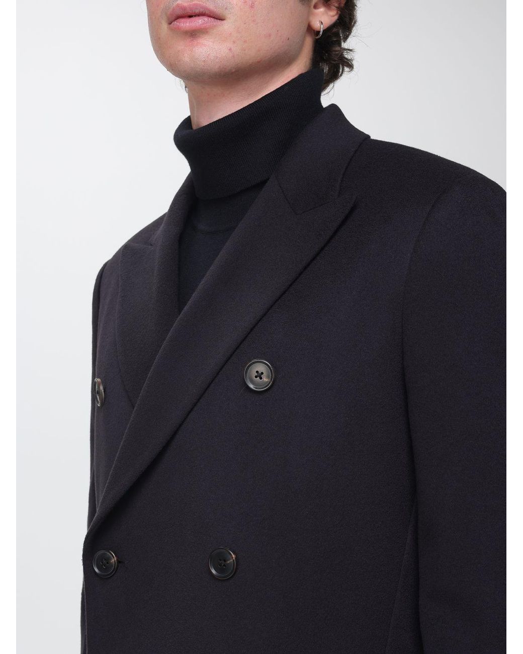 Paul Smith Blue Double-Breasted Knee-Length Coat for men