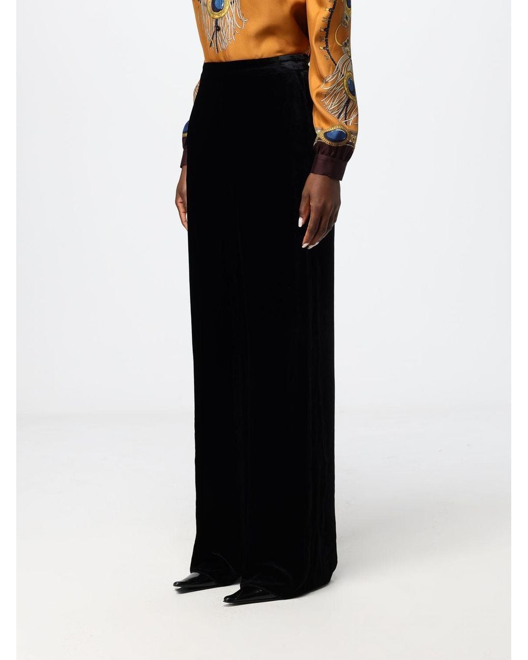 Etro Black High-Waisted Wide-Leg Palazzo Trousers