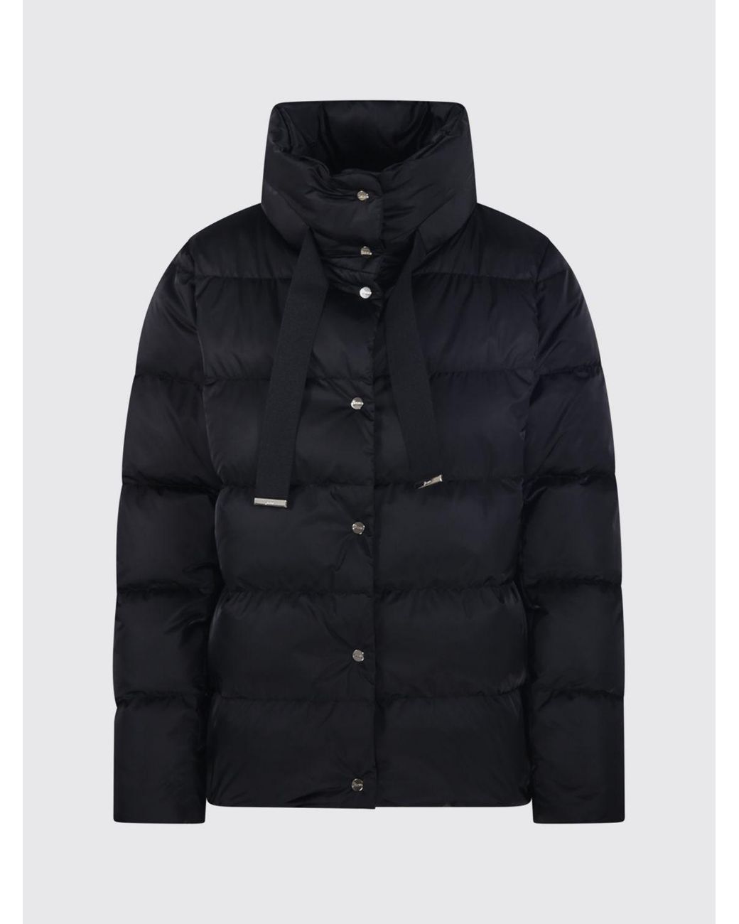 Herno Blue Short Quilted Polyester Down Jacket With High Collar And Buttons