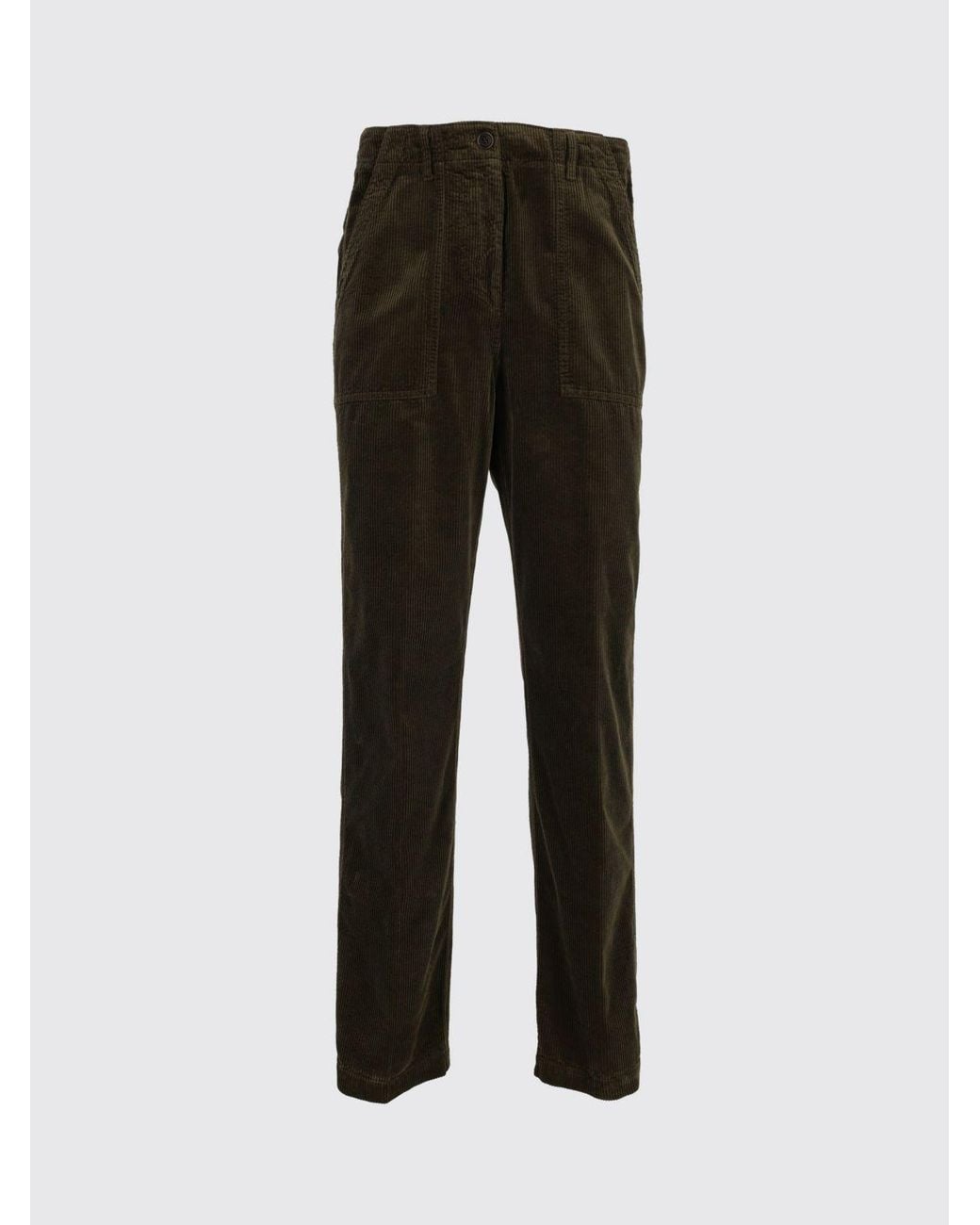 Aspesi Green Mid-Rise Skinny Corduroy Cotton Trousers