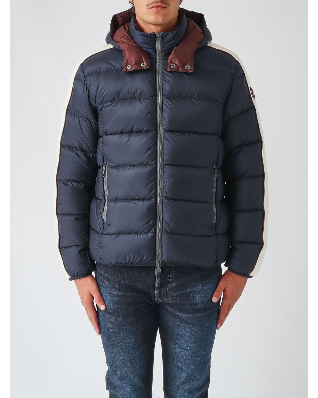 Colmar Blue Hooded Water-Repellent Quilted Nylon Puffer Jacket With Logo for men