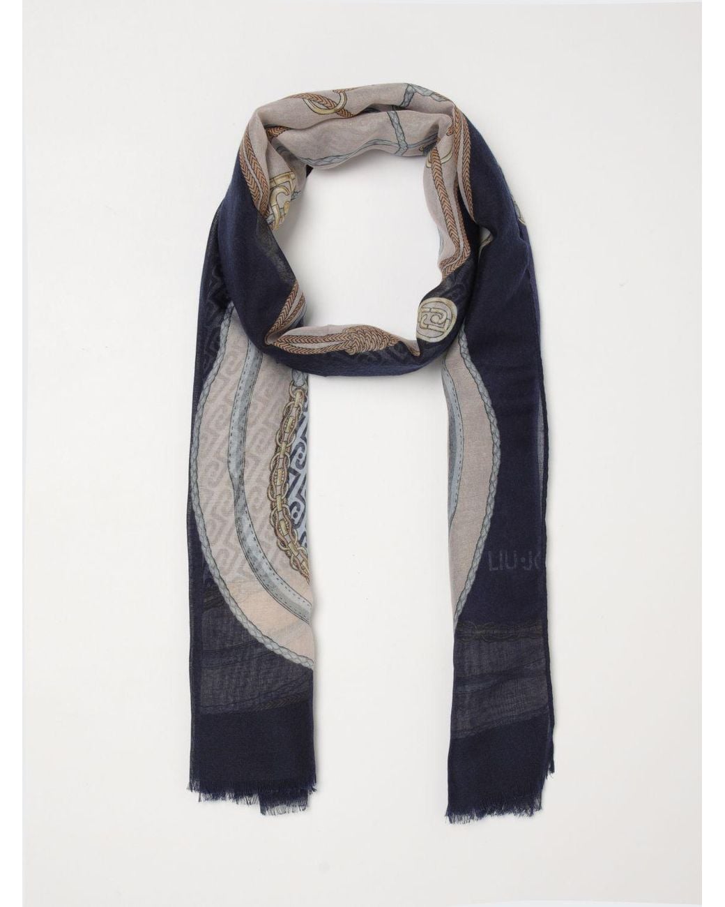 Liu Jo Blue Polyester Scarf With All-Over Lj Monogram