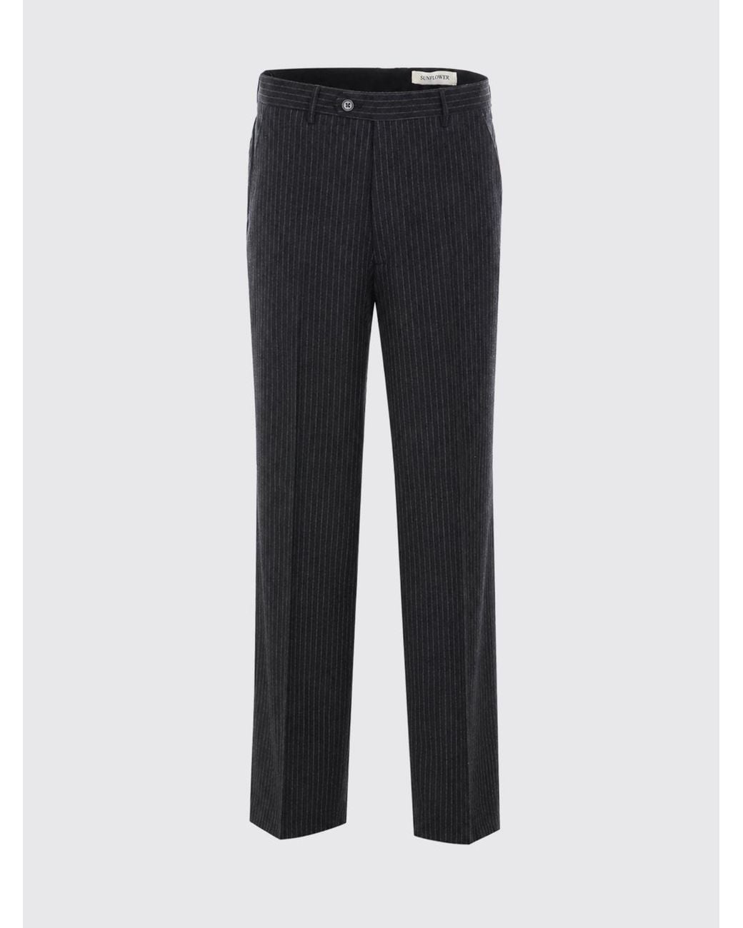 sunflower Blue Pinstriped Straight-Leg Wool-Blend Tailored Trousers for men