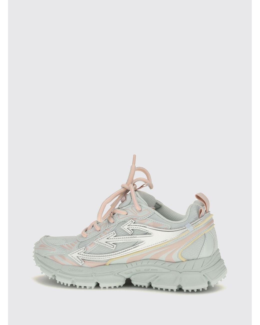 Off-White c/o Virgil Abloh White Be Right Back Low Top Leather And Mesh Sneakers With Serrated Sole