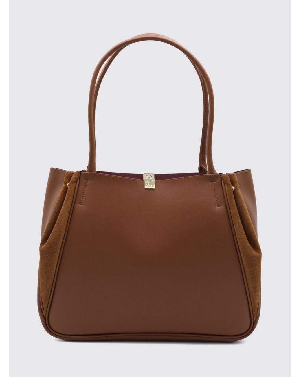 Coccinelle Brown Pansy Suede And Smooth Leather Shoulder Bag With Double Handle