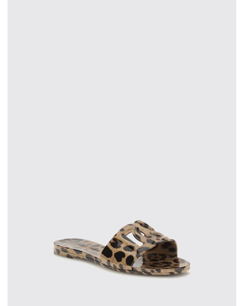 Dolce & Gabbana White Dolce &Amp Gabbana Animal-Print Rubber Slides With Dg Monogram