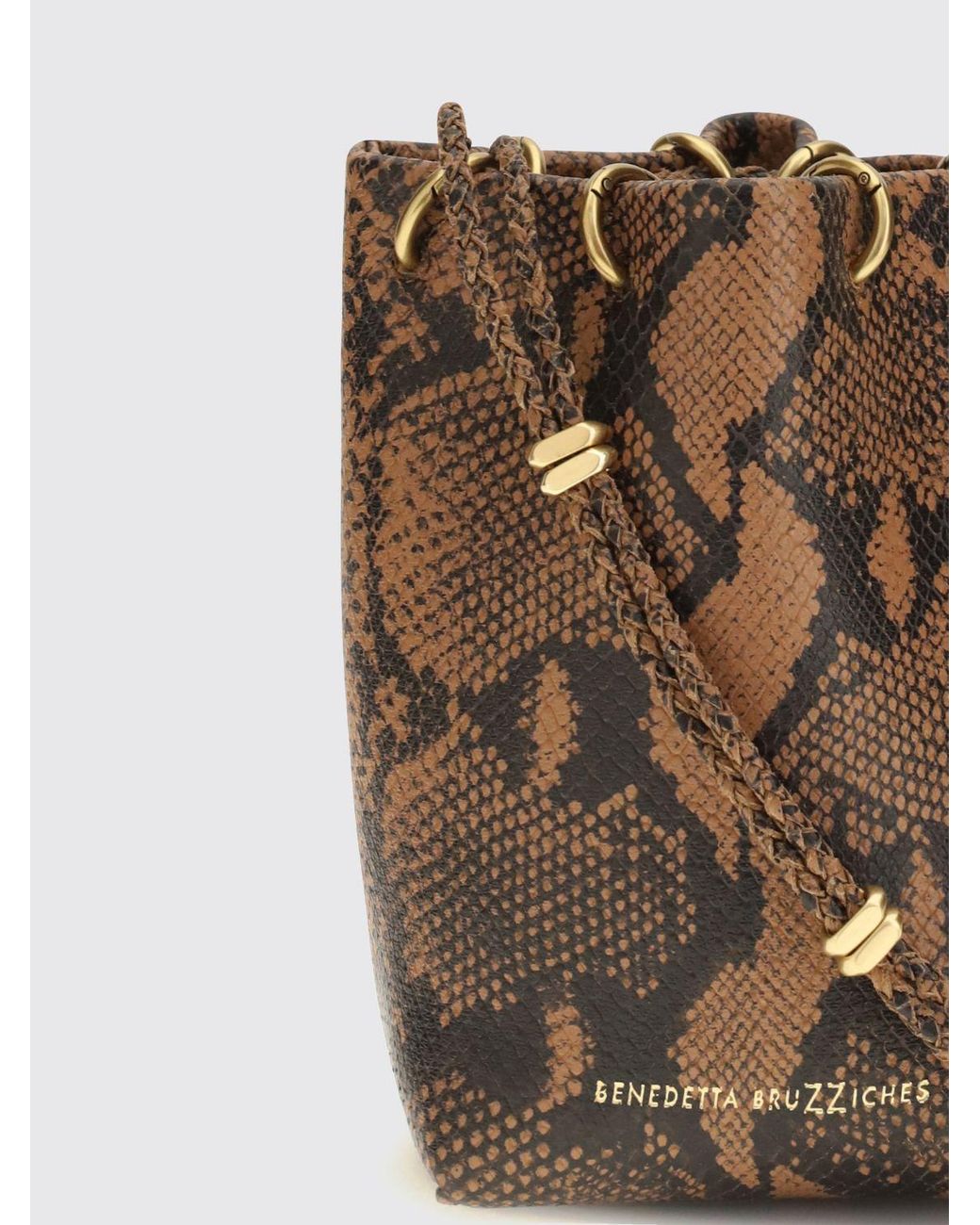 Benedetta Bruzziches Brown Doudou Python Print Mini Bucket Bag