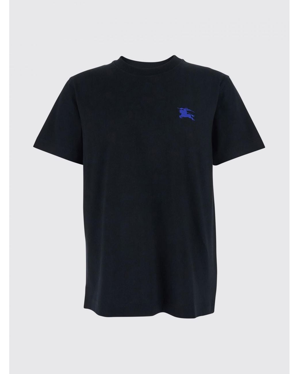 Burberry Blue Ekd Logo Embroidered Cotton T-Shirt for men