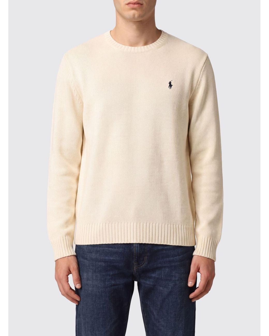 Polo Ralph Lauren Blue Cotton Crewneck Jumper With Iconic Embroidered Pony Logo for men