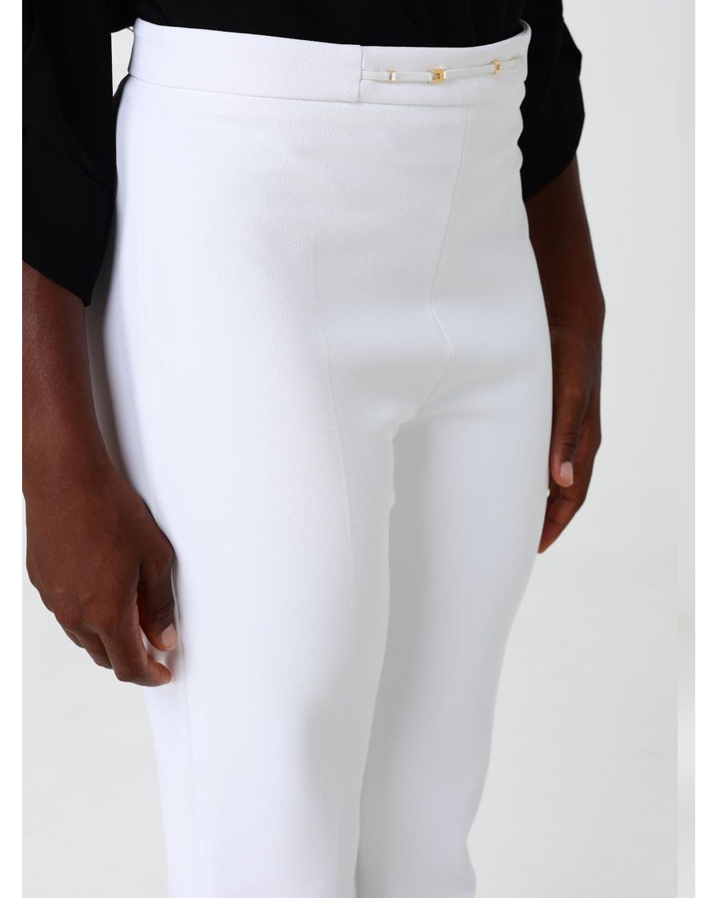 Elisabetta Franchi Black Slim-Fit Cropped Crêpe Trousers