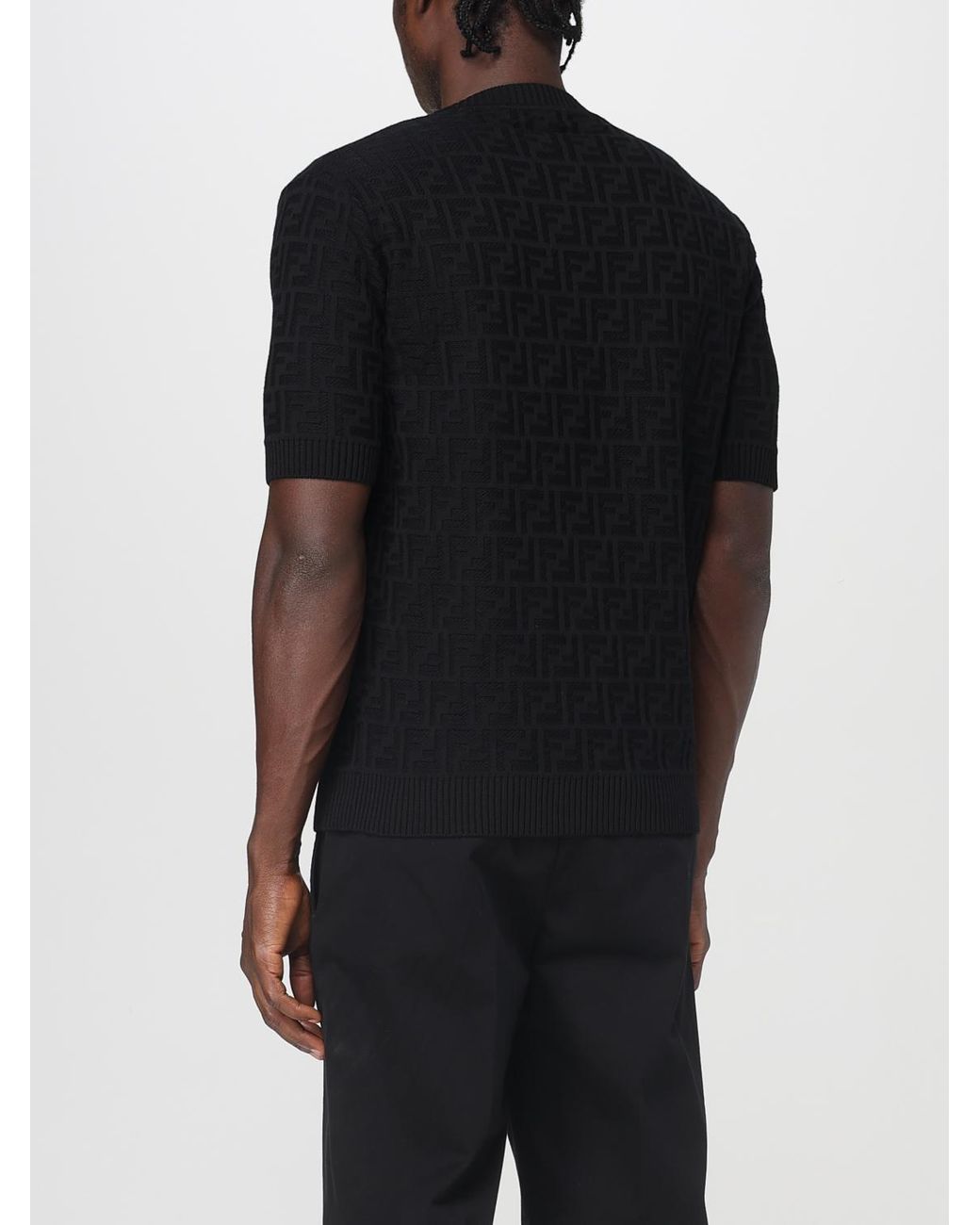 Fendi Black Cashmere Pullover With Monogram Motif for men