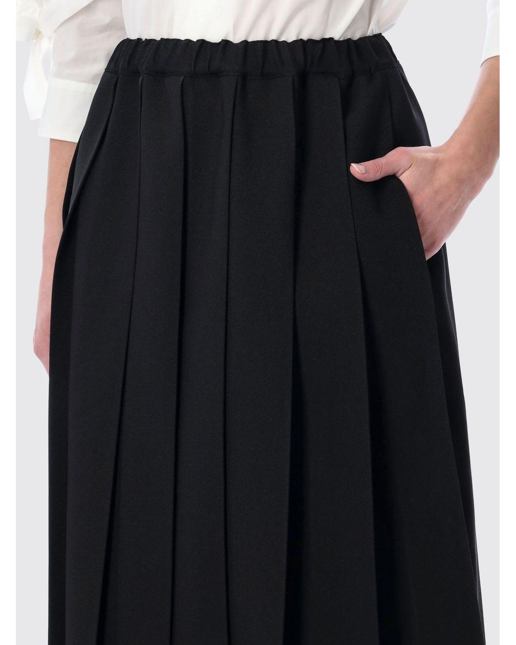 Comme des Garçons Black Comme Des GarÇ Ons Pleated Crêpe Midi Skirt With High Elasticated Waist