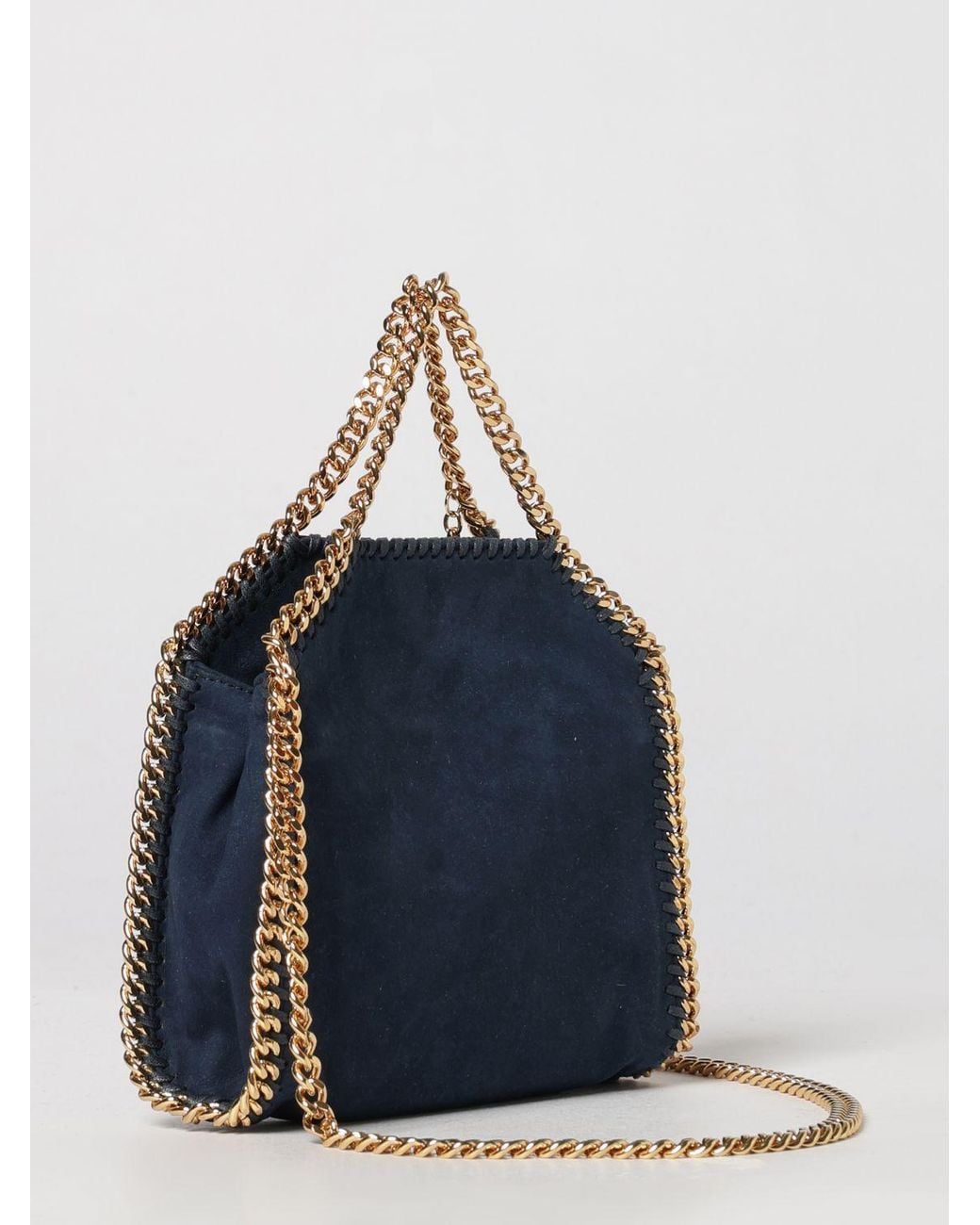 Stella McCartney Blue Falabella Mini Synthetic Leather Bag With Chain Trims