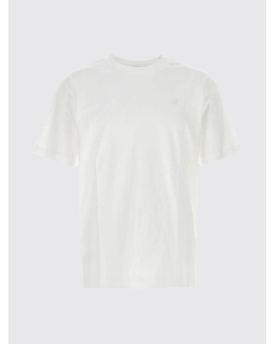 New Balance White Crewneck Cotton T-Shirt With A Tone-On-Tone Embroidered Logo for men