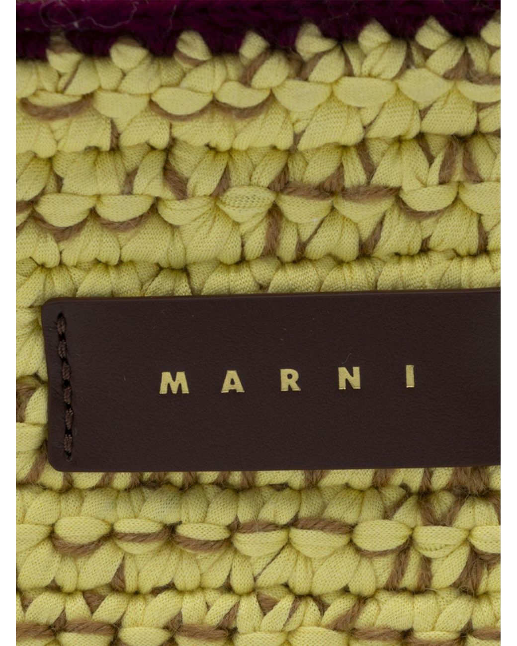 Marni Gray Small Crochet Wool Shoulder Bag With Adjustable Strap