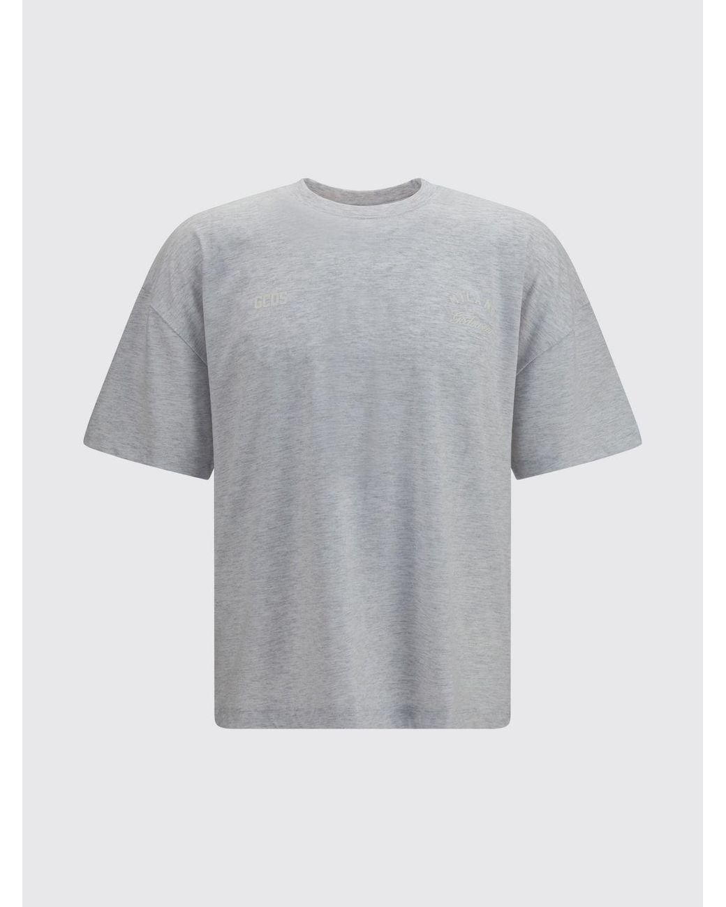 Gcds Gray Cotton T-Shirt With Back Logo And Dropped Shoulders for men