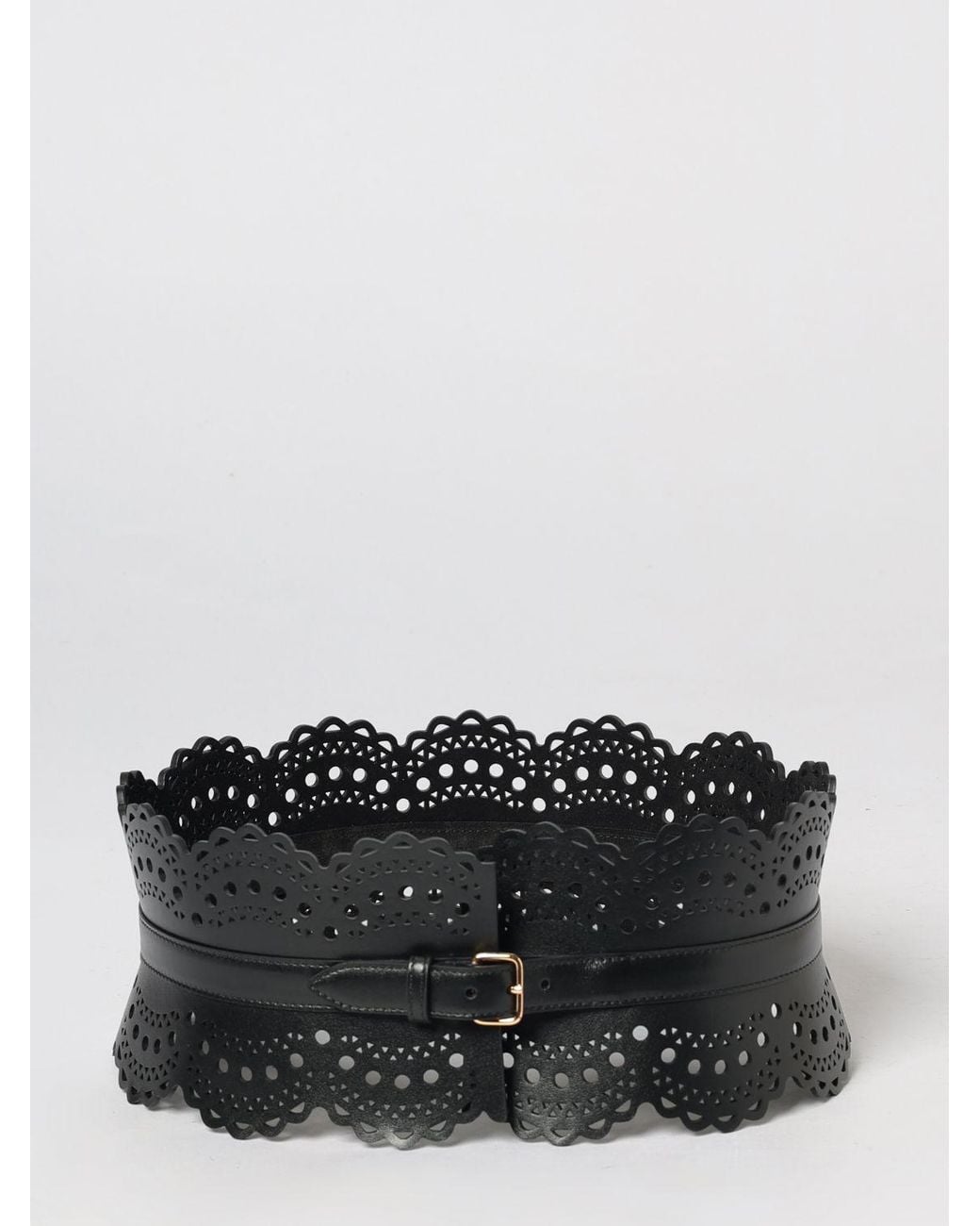 Alaïa Black Perforated Smooth Leather Bustier Belt