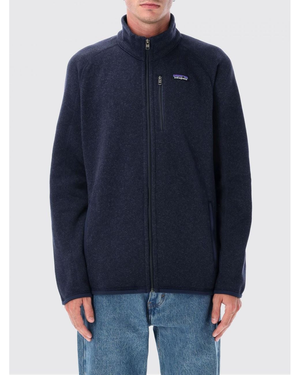 Patagonia Blue Recycled Polyester Full-Zip Fleece Jacket With High Neck for men