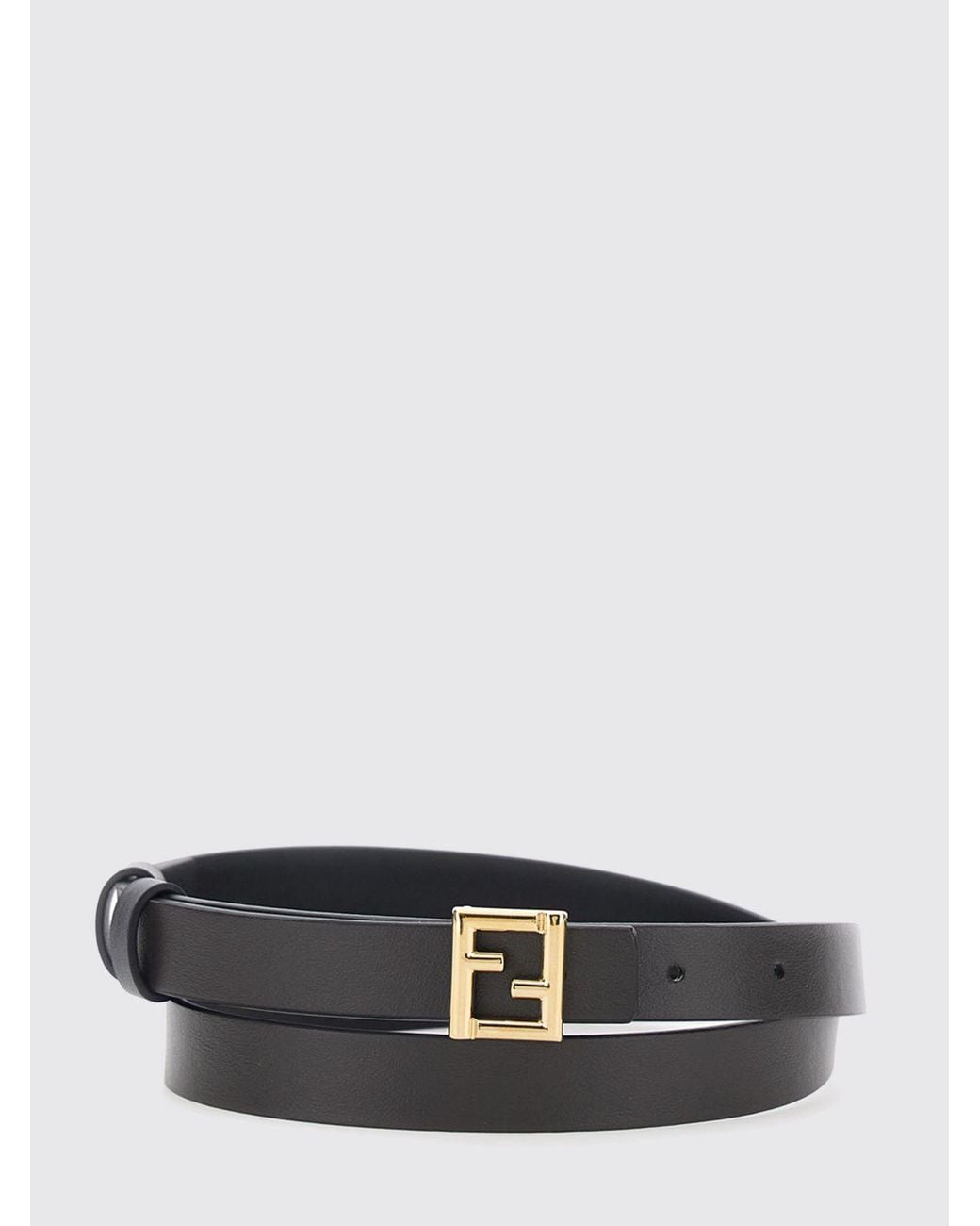 Fendi White Ff Reversible Calfskin Leather Belt With Monogram Buckle