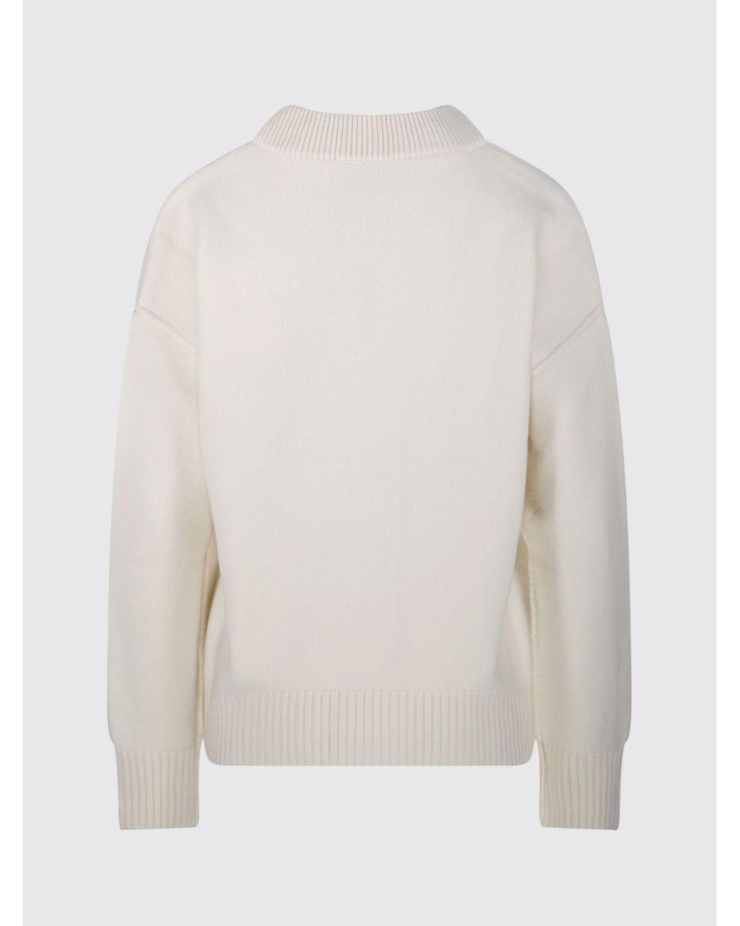 AMI White V-Neck Wool Cardigan With Contrast Logo for men